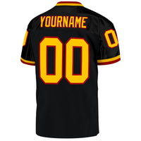 Custom Football Jersey - Black Gold-Red Mesh Authentic Throwback