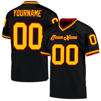 Custom Football Jersey - Black Gold-Red Mesh Authentic Throwback
