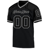 Custom Football Jersey - Black Black-Gray Mesh Authentic Throwback