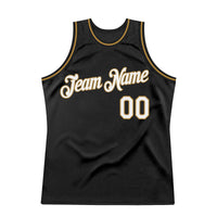 Custom Basketball Jersey - Black White-Old Gold Authentic Throwback