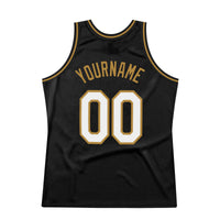 Custom Basketball Jersey - Black White-Old Gold Authentic Throwback