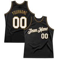 Custom Basketball Jersey - Black White-Old Gold Authentic Throwback
