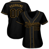 Custom Baseball Jersey - Black Black-Old Gold Authentic