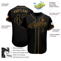 Custom Baseball Jersey - Black Black-Old Gold Authentic