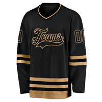 Custom Hockey Jersey - Black Black-Old Gold