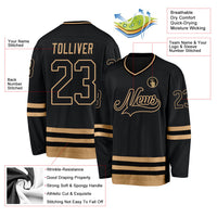 Custom Hockey Jersey - Black Black-Old Gold