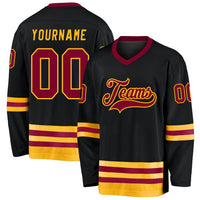 Custom Hockey Jersey - Black Maroon-Gold