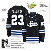 Custom Hockey Jersey - Black White-Royal