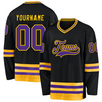 Custom Hockey Jersey - Black Purple-Gold