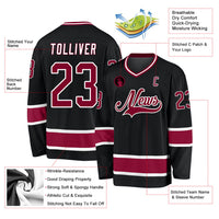 Custom Hockey Jersey - Black Maroon-White