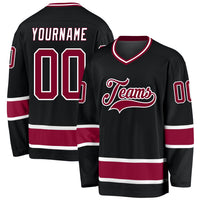 Custom Hockey Jersey - Black Maroon-White