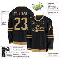 Custom Hockey Jersey - Black Old Gold