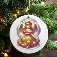 Adorable Holiday Angel Ornament, Christmas Fairy Angel Ornament, Ceramic Angel Figurine Ornament, Festive Tree Decoration, Angel Christmas Present