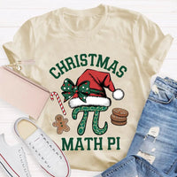 Humorous Math Teacher Holiday Shirt, Pi Symbol Santa Hat Christmas T-Shirt, Christmas STEM Graphic Tee, Math Lover Xmas Tee, Teacher Present