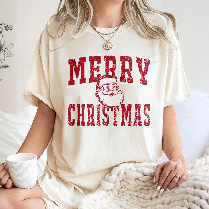 Distressed Santa Graphic Tee, Vintage Santa Christmas T-Shirt, Retro Santa Holiday Shirt, Festive Merry Christmas Shirt, Winter Holiday Present