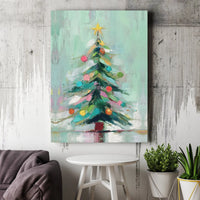 Colorful Christmas Wall Decor, Abstract Christmas Tree Canvas Art, Holiday Tree Canvas Print, Seasonal Winter Wall Art, Holiday Home Present