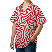 Candy Cane Christmas Aloha Shirt, Peppermint Swirl Hawaiian Shirt, Holiday Festival Button Up Shirt, Festive Winter Vacation Shirt for Men