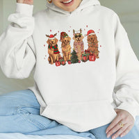 Adorable Holiday Dog Graphic Sweatshirt, Golden Retriever Christmas Hoodie, Festive Xmas Golden Pup Hooded Pullover, Dog Lover Present