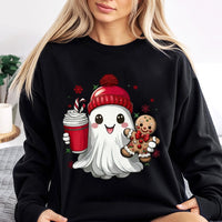 Gingerbread Man Holiday Crewneck, Adorable Christmas Ghost Sweatshirt, Humorous Spooky Xmas Sweater, Retro Christmas Pullover, Adorable Holiday Present