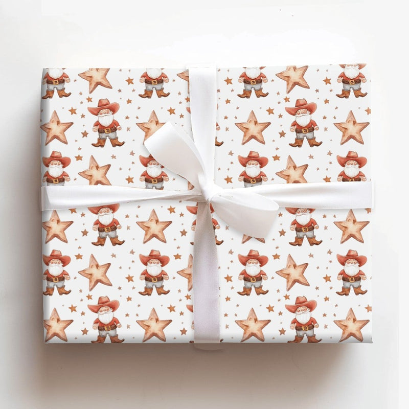 Western Watercolor Santa Gift Wrap, Cowboy Santa Christmas Wrapping Paper, Rustic Country Holiday Wrapping Paper, Western Xmas Gift Wrap