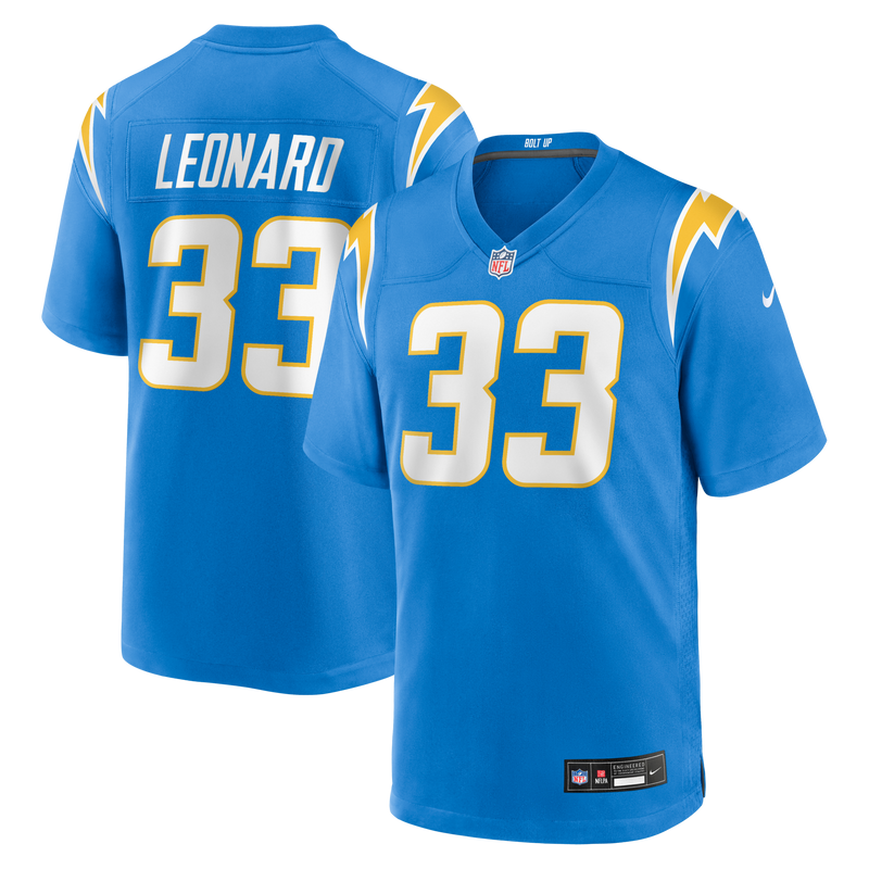 Los Angeles Chargers Deane Leonard Powder Blue Game Player Jersey
