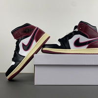 Mid Top Sneakers, Burgundy White Black Colorway, Lace Up Design, Casual Gift for Sneaker Fans