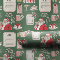 Retro Santa Toasting Wrapping Paper, Vintage Santa Cocktail Wrapping Paper, Holiday Cocktail Gift Wrap, Festive Christmas Wrapping Paper