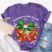 Bow Apple Christmas Shirt, Teacher Christmas Shirt, Holiday Lights Teacher Tee, Adorable School Holiday Shirt, Teacher Christmas Present