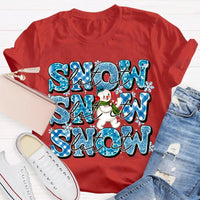 Snowflake Snowman Graphic Tee, Let It Snow Christmas T-Shirt, Adorable Winter Holiday Shirt, Festive Xmas Snowmen Tee, Winter Season Family Present
