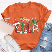 Custom Name Holiday Lights Tee, Personalized Christmas Snowman T-Shirt, Adorable Winter Xmas Shirt, Matching Family Christmas Tee Shirt Present
