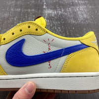 Low Top Sneakers, Blue White Yellow Colorway, Reverse Hook Design, Lace Up Design, Casual Gift for Sneaker Fans