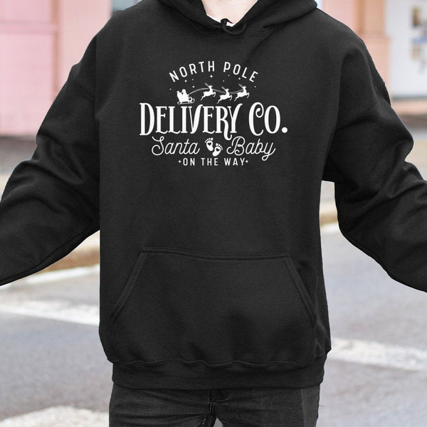 Christmas Pregnancy Announcement Sweatshirt, North Pole Delivery Co Hoodie, Holiday Maternity Pullover, Festive Expecting Mom