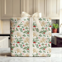 Watercolor Holly Elephant Gift Wrap, Baby Elephant Wrapping Paper, Adorable Christmas Elephant Wrapping Paper, Holiday Baby Shower Present Wrap