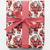 Classic Christmas Gift Wrap, Vintage Santa Wrapping Paper, Retro Santa Claus Wrapping Paper, Festive Holiday Gift Wrap, Family Present Paper
