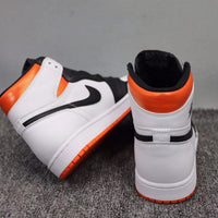 High Top Sneakers, Black White Orange Colorway, Lace Up Design, Casual Gift for Sneaker Fans