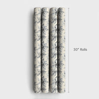 Grayscale Floral Gift Wrap, Vintage Poinsettia Christmas Wrapping Paper, Sketched Botanical Wrapping Paper, Elegant Winter Wrapping Paper