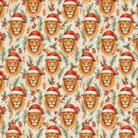 Festive Santa Hat Animal Gift Wrap, Christmas Lion Wrapping Paper, Safari Holiday Wrapping Paper, Animal Lover Xmas Present Paper Roll