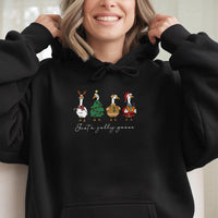 Humorous Holiday Animal Goose Sweatshirt, Jolly Goose Christmas Hoodie, Retro Goose Pullover, Adorable Tis the Season Xmas Hooded Sweater