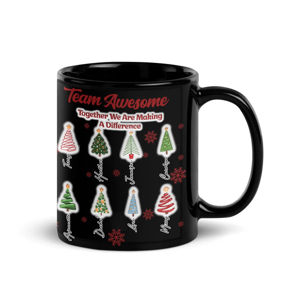 Personalized Christmas Tree Holiday Ceramic Mug, Team Awesome Coffee Mug, Office Staff Appreciation Cup, Coworker Xmas Presen