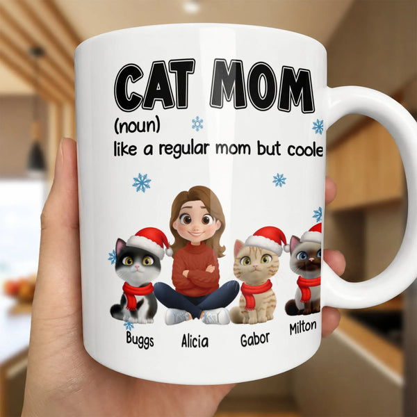 Like A Regular Mom but Cooler Custom Cat Mug, Personalized Cat Mom Ceramic Mug, Adorable Pet Avatar Coffee Cup, Christmas Pre