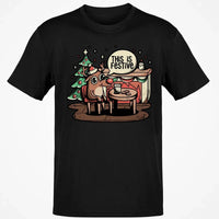 Humorous Holiday Reindeer Tee, This Is Festive Christmas T-Shirt, Retro Xmas Graphic Shirt, Adorable Festive Season Present T-Shirt