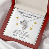 Interlocking Heart Pendant, First Christmas Mommy Double Heart Necklace, From the Bump Necklace, Expectant Mom Present, Pregnancy Jewelry