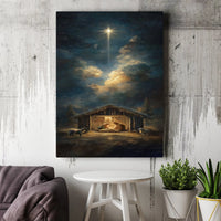 Star of Bethlehem Christmas Wall Art, Nativity Scene Canvas Print, Holy Night Christian Canvas, Religious Holiday Decor Present