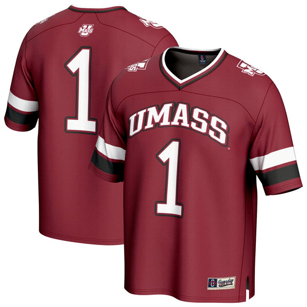 #1 UMass Minutemen Lightweight Collegiate Football Fashion Jersey - Maroon