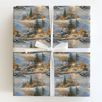 Lighthouse Christmas Gift Wrap, Snowy Coastal Village Wrapping Paper, Nautical Winter Wrapping Paper Roll, Holiday Seaside Present Paper