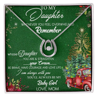 Horseshoe Dancing Cubic Zirconia Pendant, To My Daughter Necklace, Lucky Horseshoe Jewelry, Christmas Birthday Present for Daughter from Mom