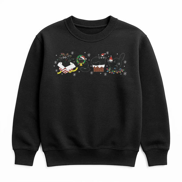 Black Kittens Holiday Crewneck, Humorous Christmas Cat Sweatshirt, Adorable Xmas Cat Lover Sweater, Festive Winter Sweatshirt
