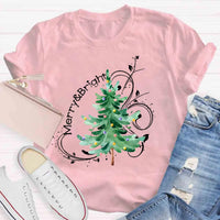 Festive Holiday Graphic Tee, Merry and Bright Christmas Tree Shirt, Retro Xmas Tree T-Shirt, Christmas Season Apparel, Winter Holiday Present