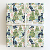 Watercolor Dog Gift Wrap, Black Labrador Christmas Wrapping Paper, Adorable Lab Holiday Wrapping Paper, Dog Lover Christmas Wrapping Paper Roll