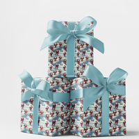 Snowy Mountain Holiday Wrapping Paper, Skiing Santa Christmas Wrapping Paper, Winter Sports Gift Wrap, Ski Lover Christmas Present Paper